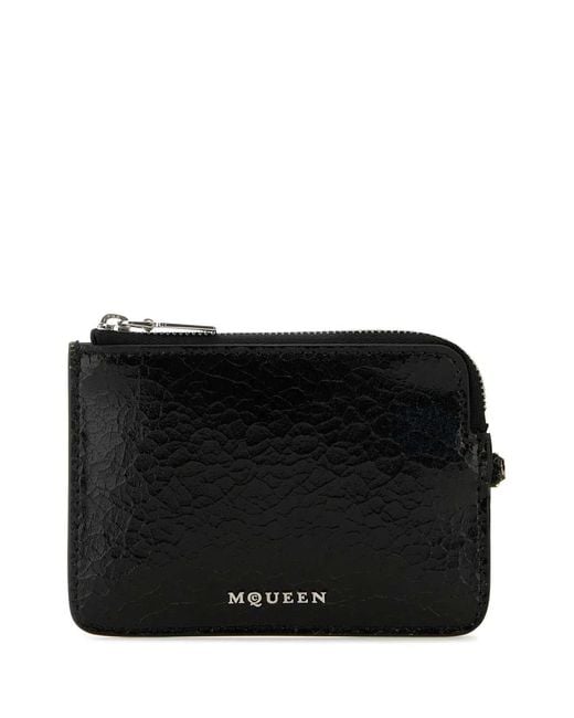 McQueen Black Sling Zip Coin Pouch for men