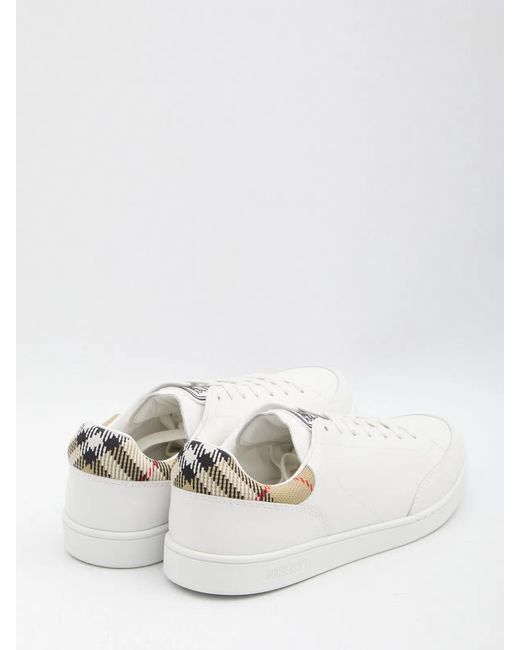 Burberry White Leather Sneakers for men