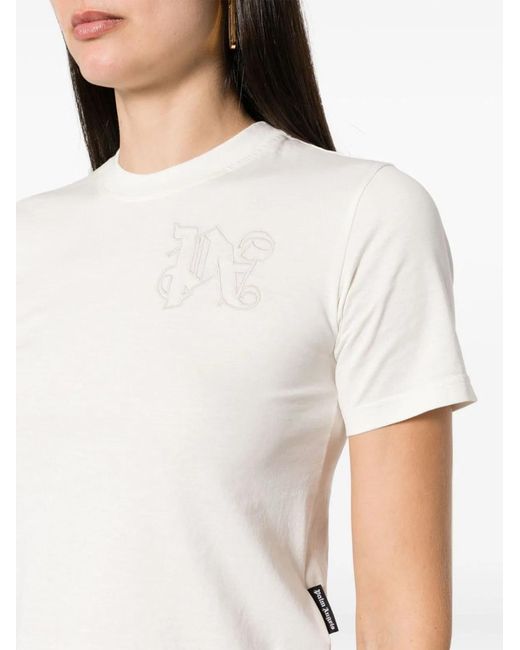 Palm Angels White Logo Cotton T-Shirt
