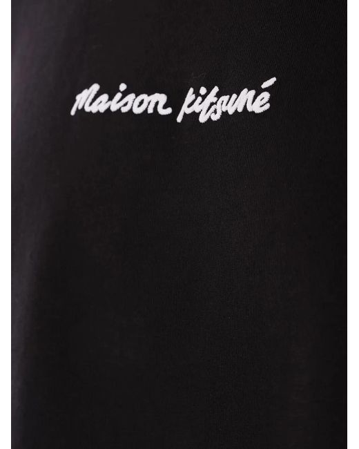 Maison Kitsuné Black Maison Kitsuné "Maison Kitsuné Line Handwriting" Oversize Tee-Shirt