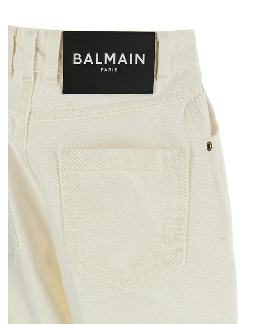 Balmain White Embroidery Jeans