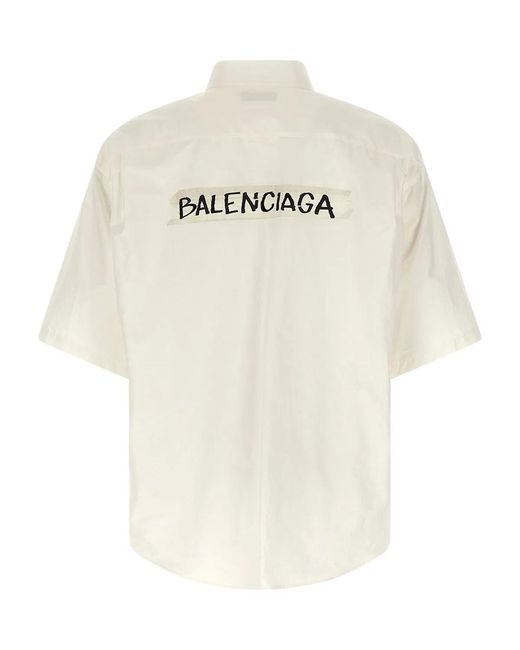 Balenciaga White Poplin Oversize Shirt for men