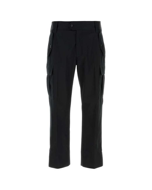 McQueen Black Strght Leg Cargo Trs for men