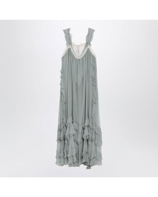 Chloé Gray Smoggy Long Silk Dress