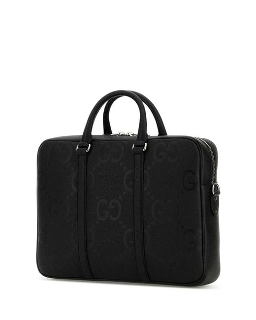 Gucci Black Briefcase Piuma Gg Jumbo/Piuma for men
