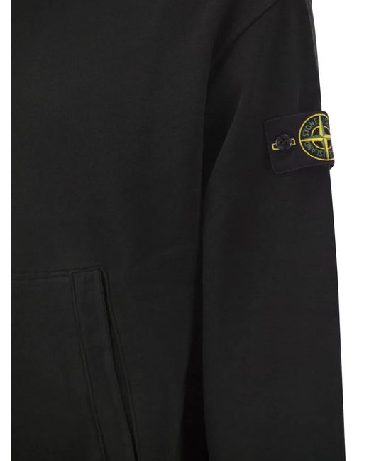 Stone Island Black Oversized Hoodie With Raglan Sleeves for men