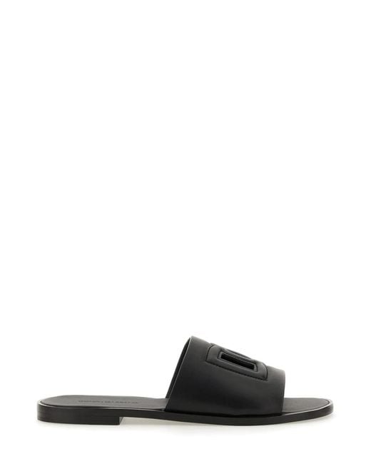 Dolce & Gabbana Black Dolce & Gabbana Sandal With Logo for men