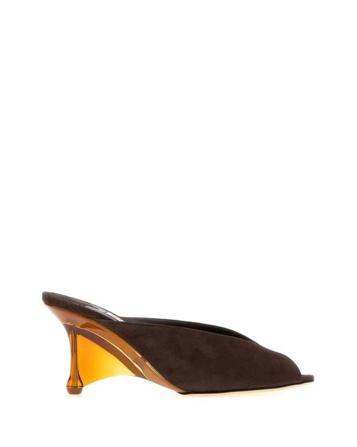 Jimmy Choo Brown Glace Mule 80