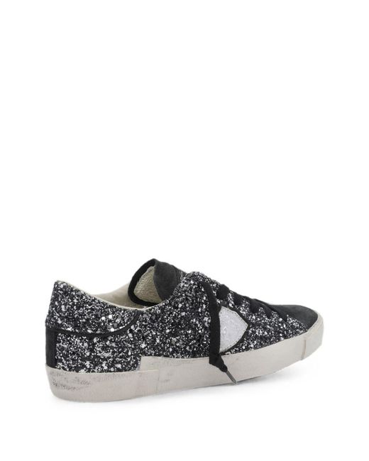 Philippe Model Gray Philippe Model Glitter Calf Leather Shoes