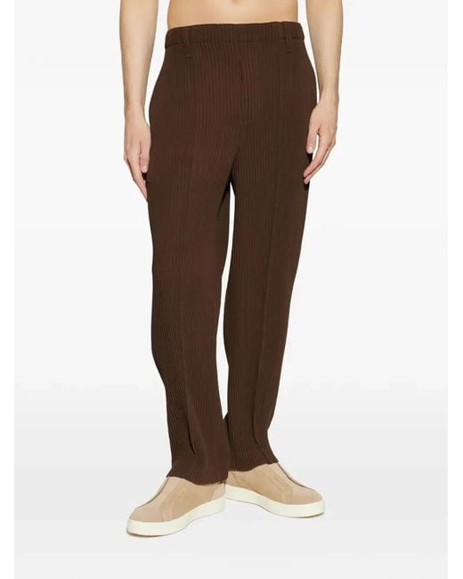 HOMME PLISSÉ Brown Homme Plisse Homme Plisse Issey Miyake Tuxedo Pleated Trousers for men