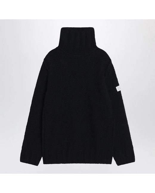 MM6 by Maison Margiela Black Chunky Wool Turtleneck Jumper for men