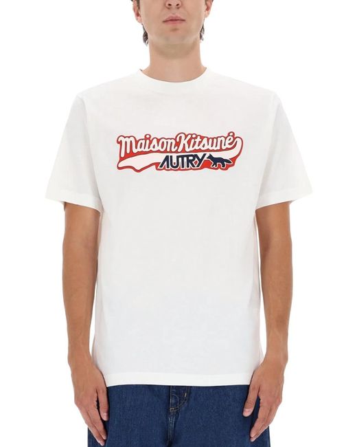 Autry X Maison Kitsune White Logo T-Shirt