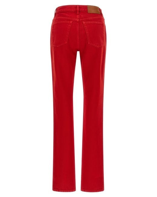 Chloé Red Garment-Dyed Denim Jeans