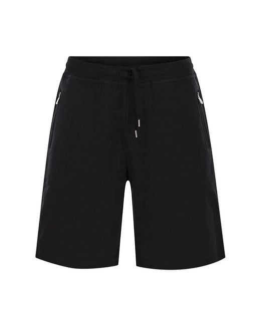 Brunello Cucinelli Black Techno Cotton Fleece Bermuda Shorts for men