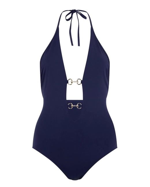 Gucci Blue One-Piece With Clamp Details