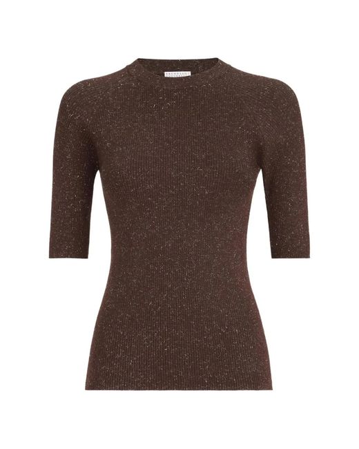 Brunello Cucinelli Brown Ribbed-Knit Jumper