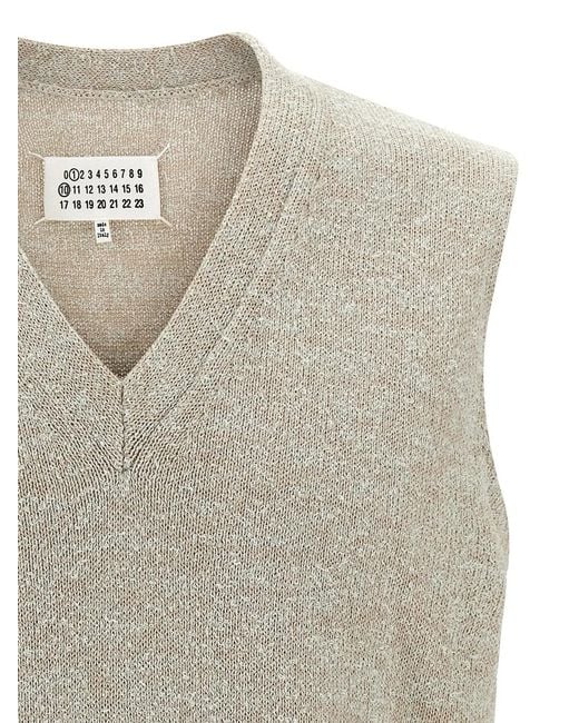 Maison Margiela Natural Bouclé Knit Vest for men