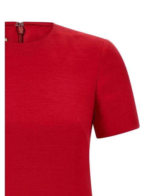 Valentino Red Vlogo Signature Wool And Silk Dress