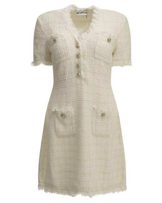 Self-Portrait Natural Short Sheath Dress