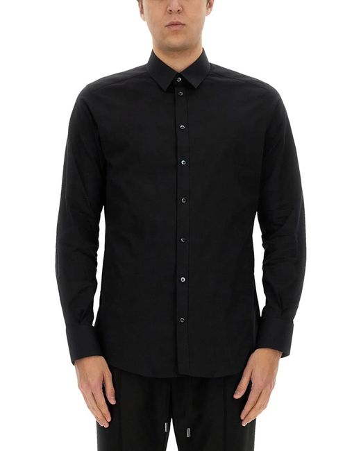 Dolce & Gabbana Black Dolce & Gabbana Poplin Stretch Shirt for men