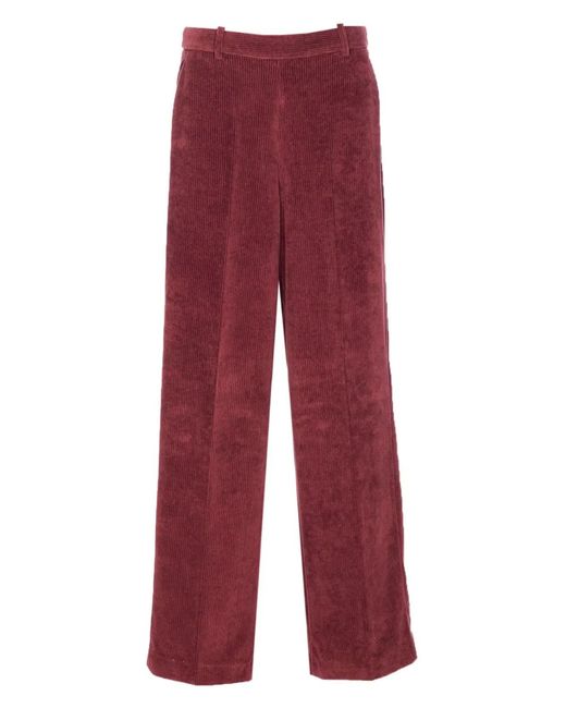 Circolo 1901 Red Corduroy Straight-Leg Pants