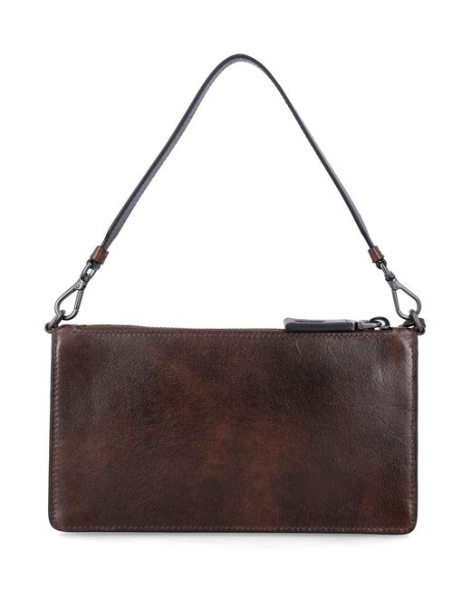Prada Brown Leather Shoulder Pouch for men