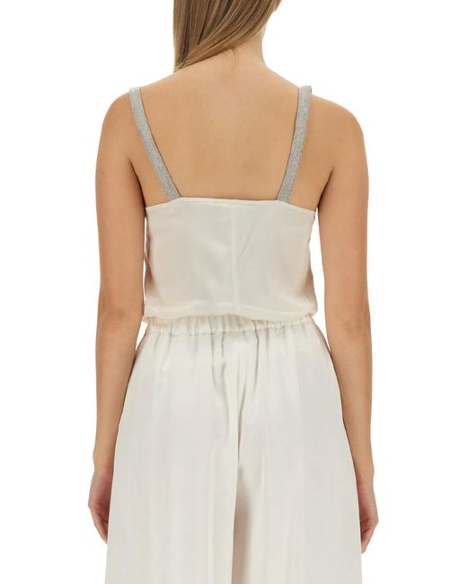 Fabiana Filippi White Satin Lingerie Top