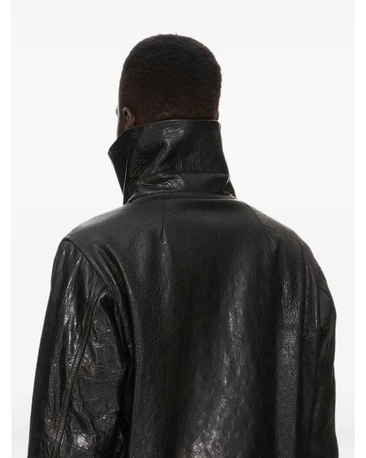 Rick Owens Black Dracuflight Leather Jacket for men