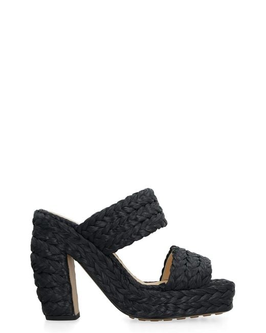 Bottega Veneta Black Canalazzo Raffia Mules