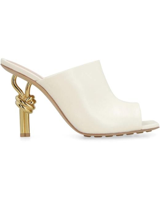 Bottega Veneta White Knot Leather Mules