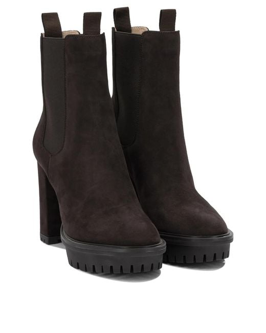 Gianvito Rossi Black "Barry" Pull-On Ankle Boots