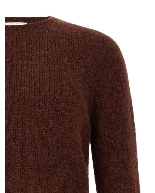 Oliver Lattughi Brown Crew-Neck Sweater for men