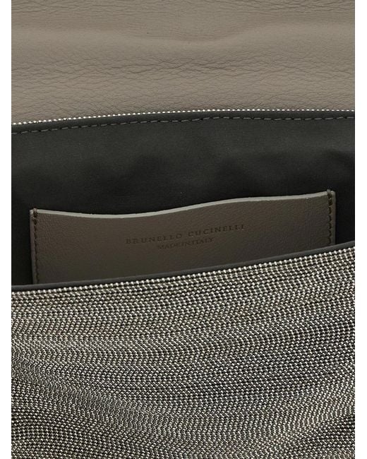 Brunello Cucinelli Gray 'Monile' Crossbody Bag