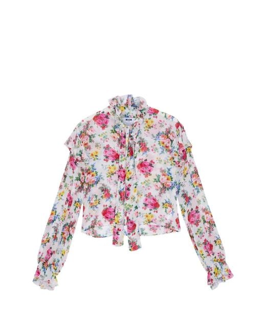 MSGM White Viscose Shirt