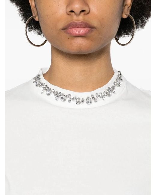 Golden Goose Deluxe Brand White Crystal-Detail T-Shirt