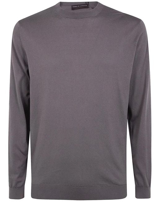 FILIPPO DE LAURENTIIS Gray Long Sleeves Round Neck Sweater for men