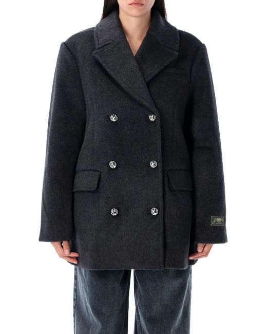Ganni Black Double Wool Peacot