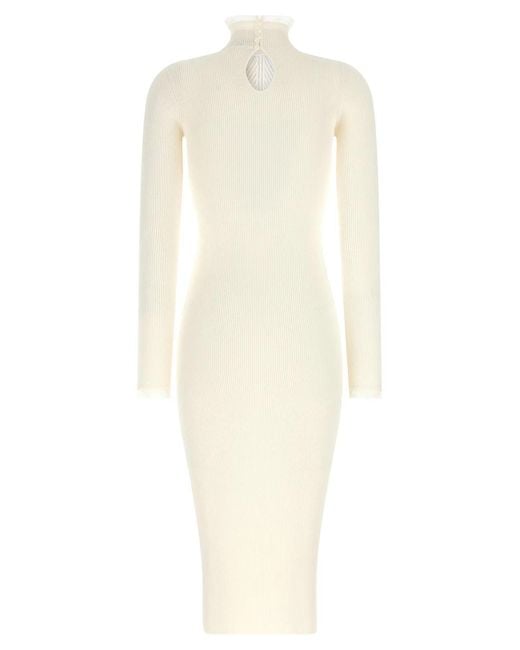 Elisabetta Franchi White Ribbed Knit Dress
