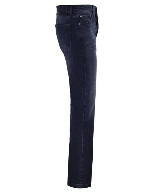Kiton Blue Five-Pocket Stretch Denim Jeans for men
