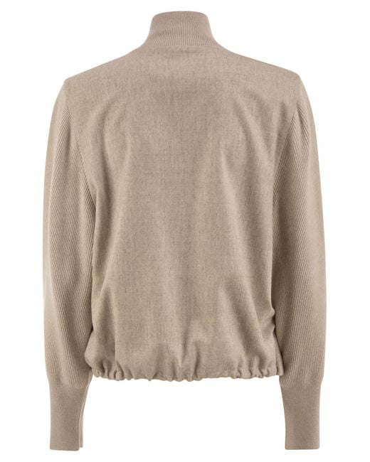 Fabiana Filippi Natural Wool Flannel And Knit Bomber Jacket