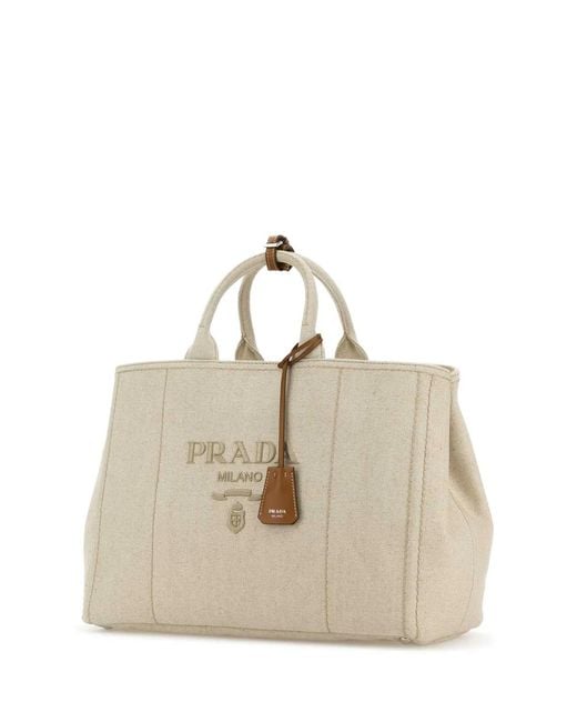 Prada Natural Sand Canvas Extra Large Jardiniã¨Re Shopping Bag for men