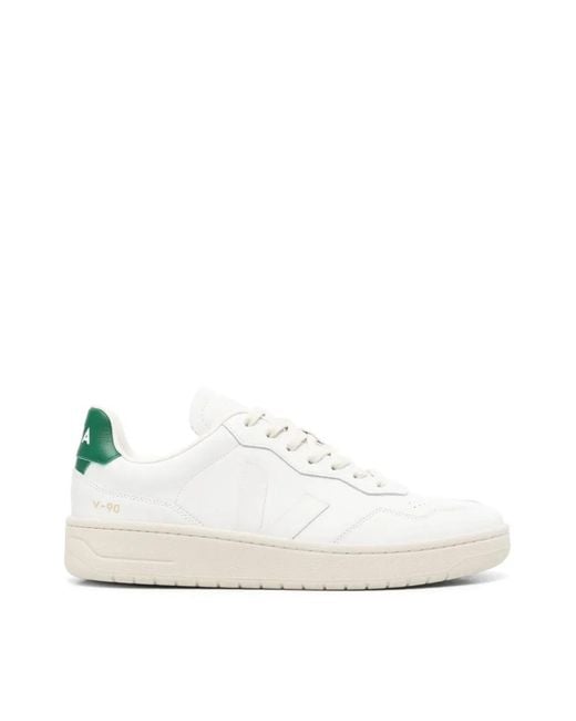 Veja White V-90 O.T. Leather Sneakers