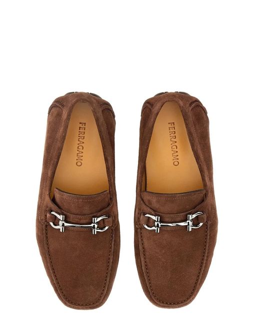 Ferragamo Brown Moccasin Ornament Gancini for men