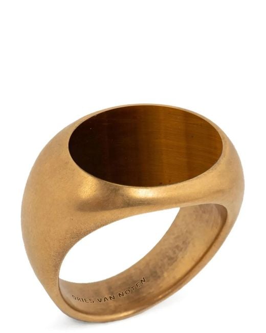 Dries Van Noten Brown 'Stone Signet' Ring for men