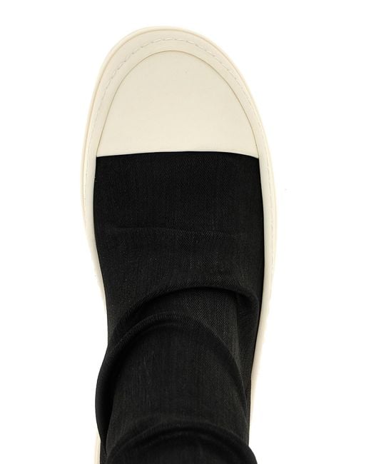Rick Owens Black 'High Sock Sneaks' Denim Boots