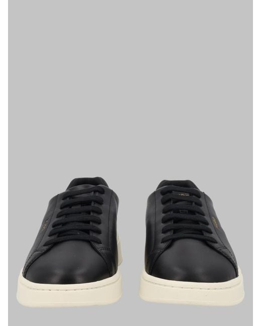 HUGO Black Leather Low-Top Sneakers for men