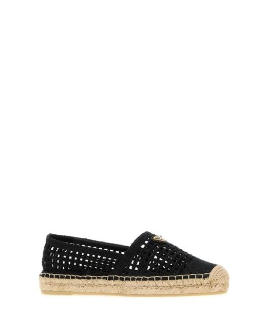 Prada Black Crochet Espadrilles