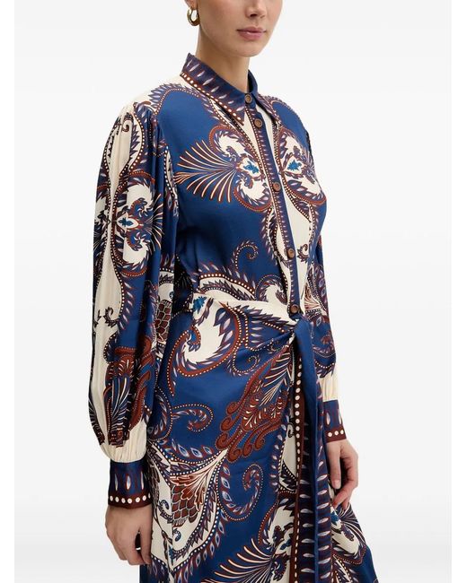 Farm Rio Blue Shirt Dress With Print
