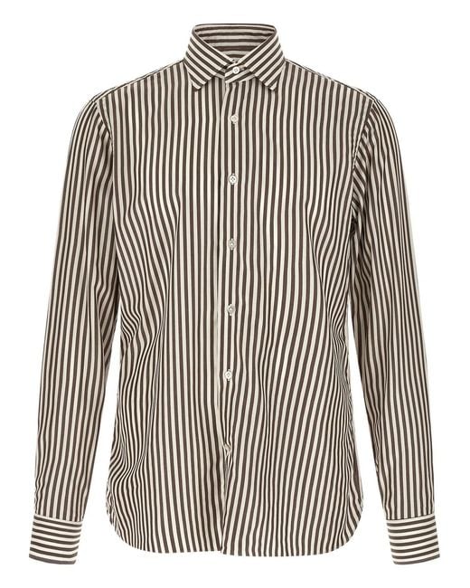 Borriello Brown Striped Shirt for men