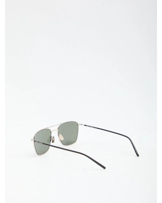 Saint Laurent White Rectangular Metal Sunglasses